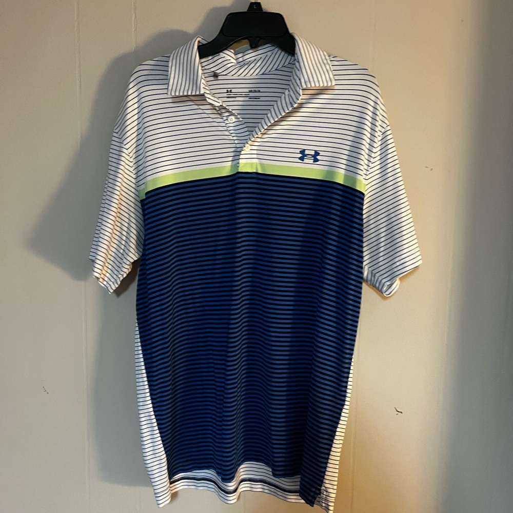Under Armour Men's Navy and White Polo Shirt